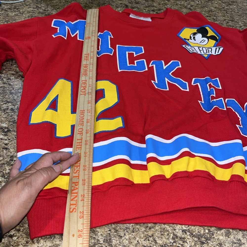 RARE 90s Mickey & Co. By JG HOOK Mickey Mouse Red Sweatshirt Jersey #42 Sz Med - Picture 14 of 16